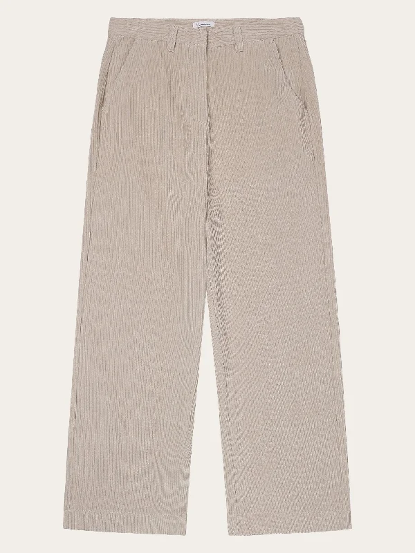 Soft stretch pants for all-day wear ease -POSEY wide high-rise irregular corduroy pant - GOTS/Vegan - Light feather gray