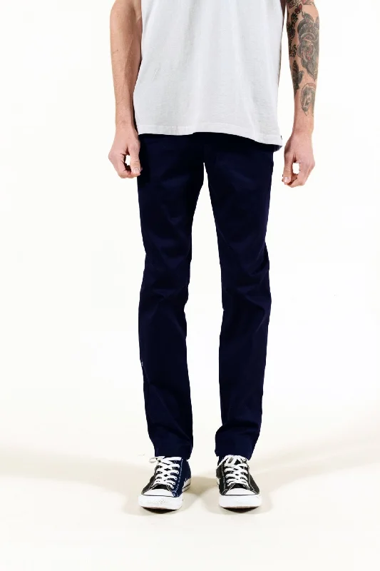 Classic wool pants for cold weather elegance -NAVY | SUMMER CHINO SLIM