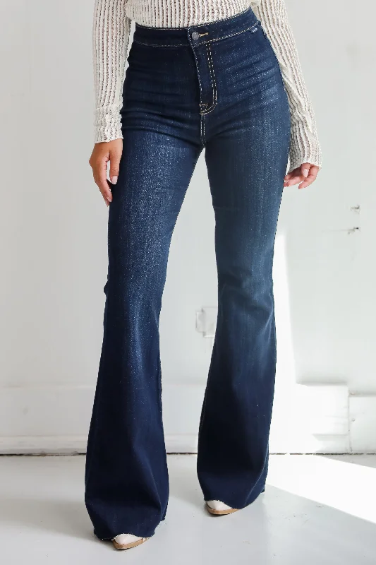 Wedding Jeans for Casual -Lola Dark Wash Flare Jeans