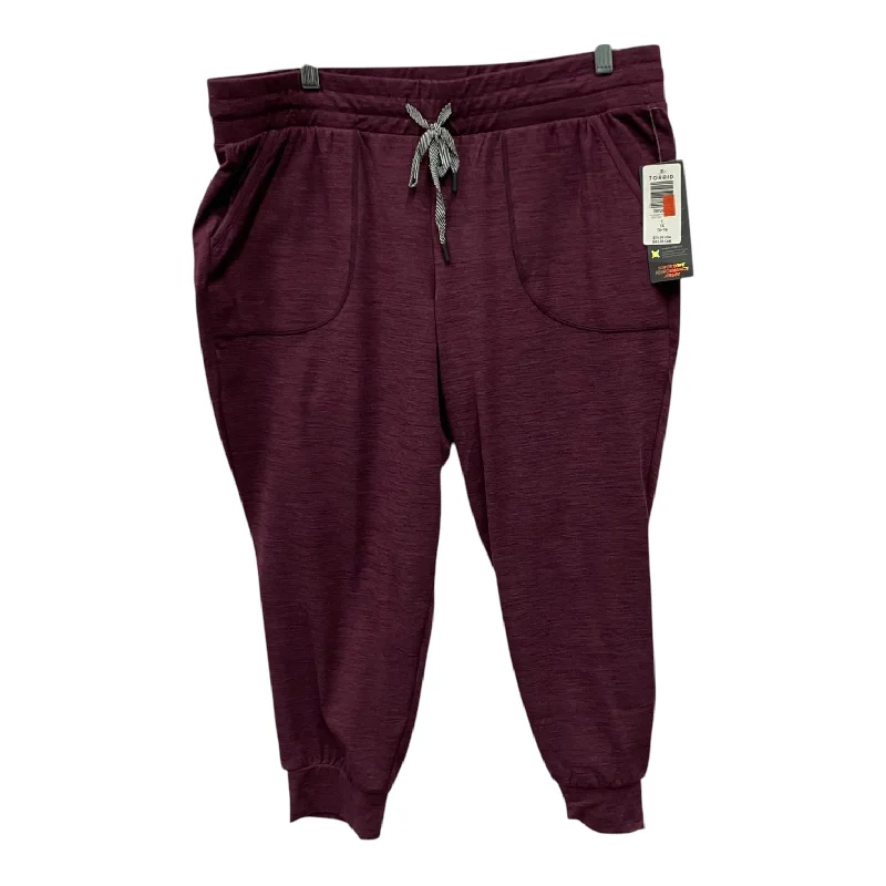 Stylish wide-leg pants for bold evening looks -Pants Joggers By Torrid In Maroon, Size:1X