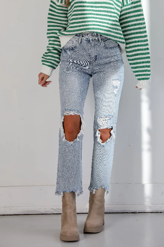 Cargo Jeans for Utility -Jodie Light Wash Distressed 90s Vintage Dad Jeans