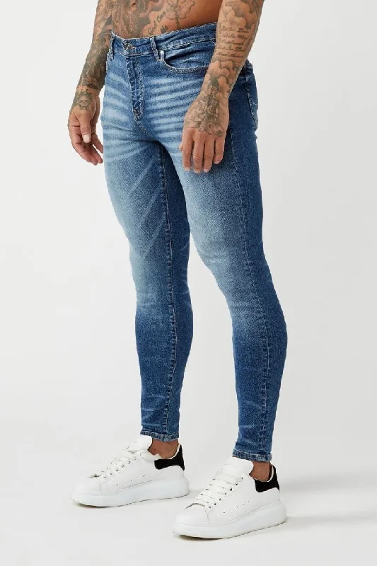 Stonewashed Jeans for Softness -PREMIUM SKINNY FIT JEANS - DARK BLUE