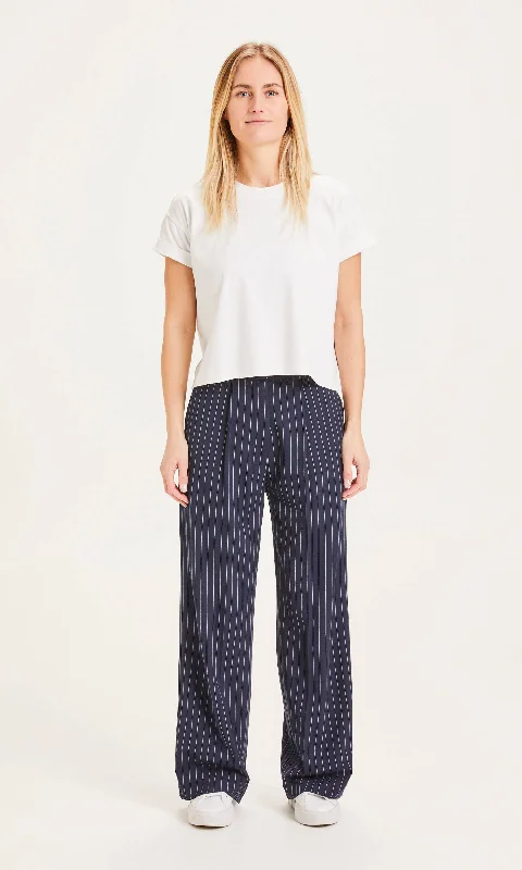 Versatile black pants for any occasion pairing -POSEY pin strip wide pants - Total Eclipse