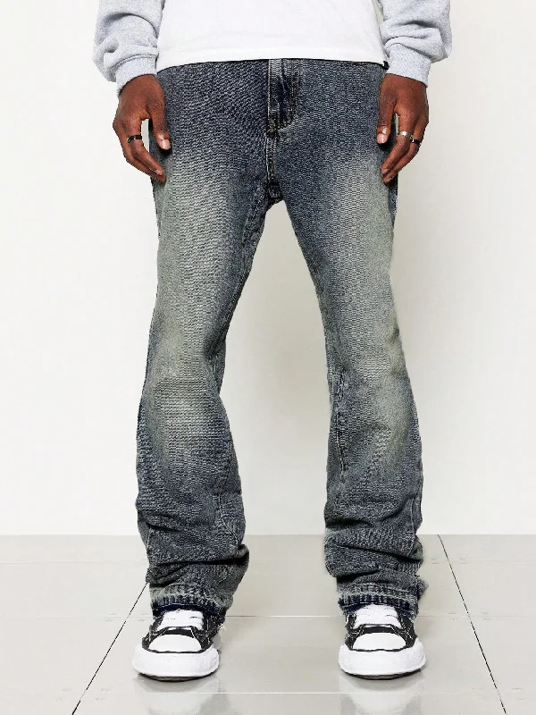 Gray Jeans for Neutral Tone -Flare Fit Washed Jean