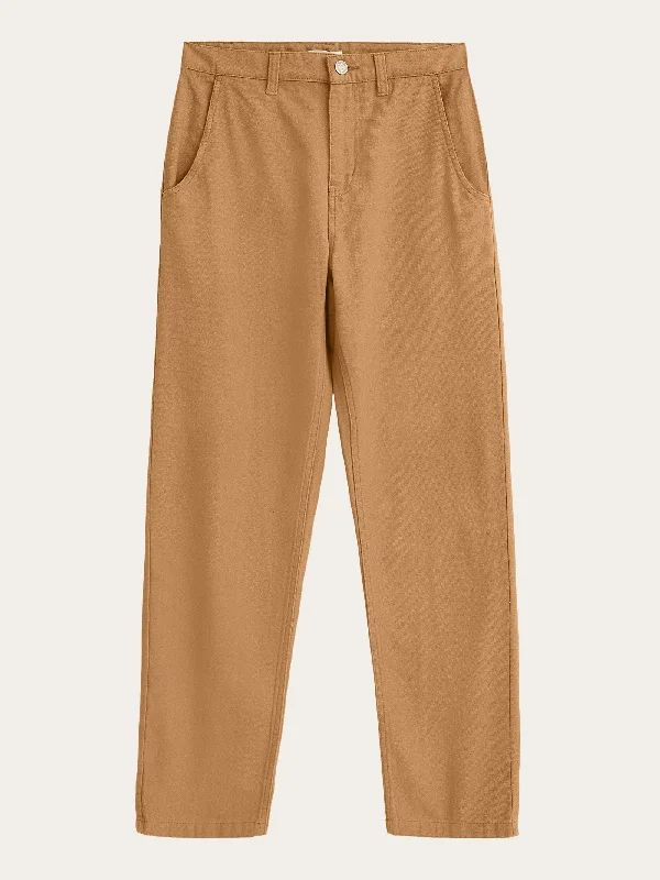 Windproof pants for chilly outdoor activities -CALLA tapered canvas pant - Brown Sugar