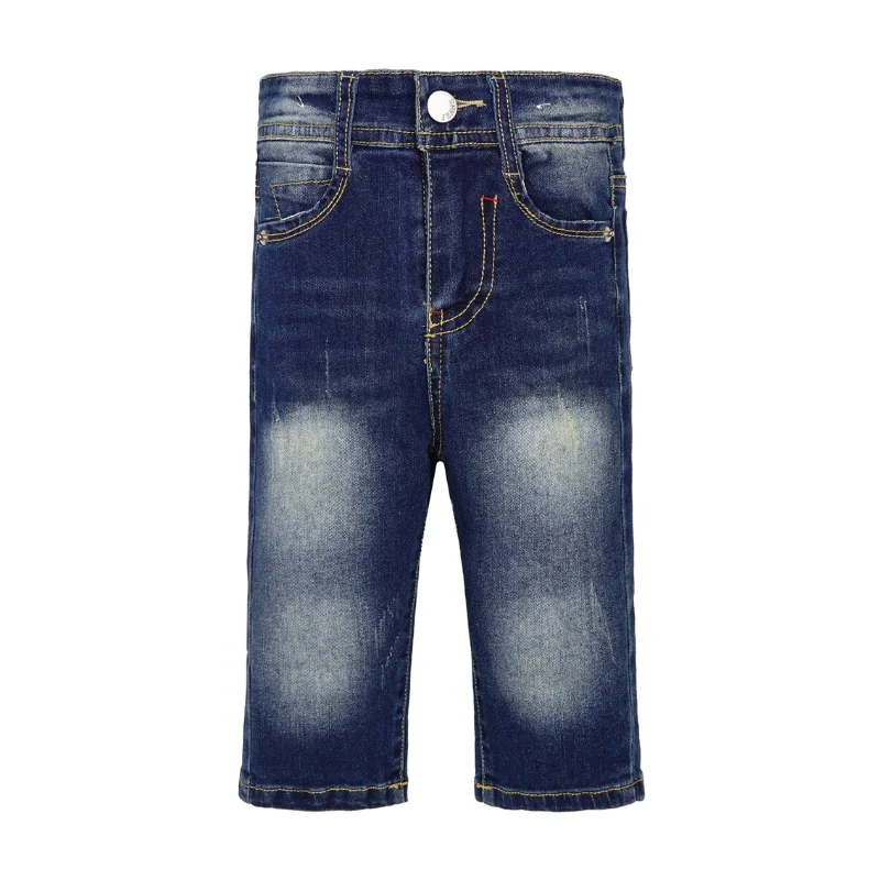 Straight Jeans for Classic Style -Boys Girls Washed Jeans Pants Cuffed Jeans