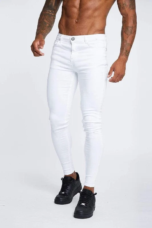 Slim Boyfriend Jeans for Hybrid -SKINNY FIT JEANS NON RIPPED - WHITE