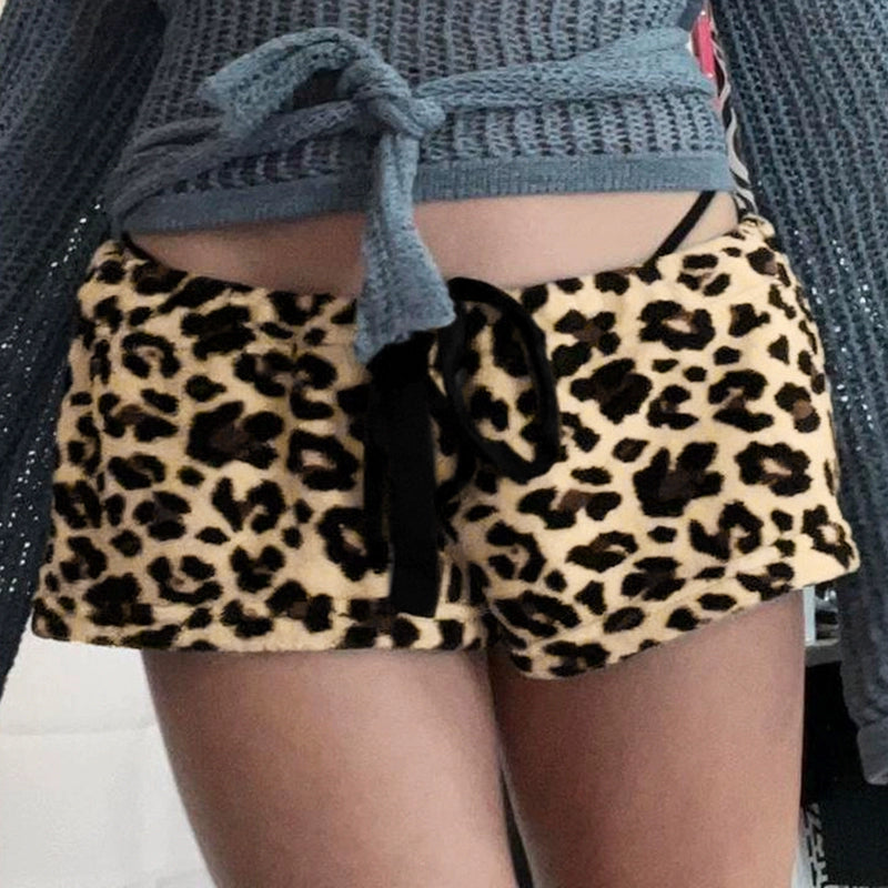 Comfortable and casual shorts for men with soft cotton fabric for daily wear-Ashlee Leopard Print Plush Shorts