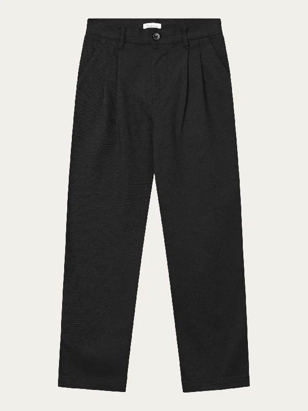 Moisture-wicking pants for intense gym workouts -POSEY wide high-rise twill pants - Black Jet