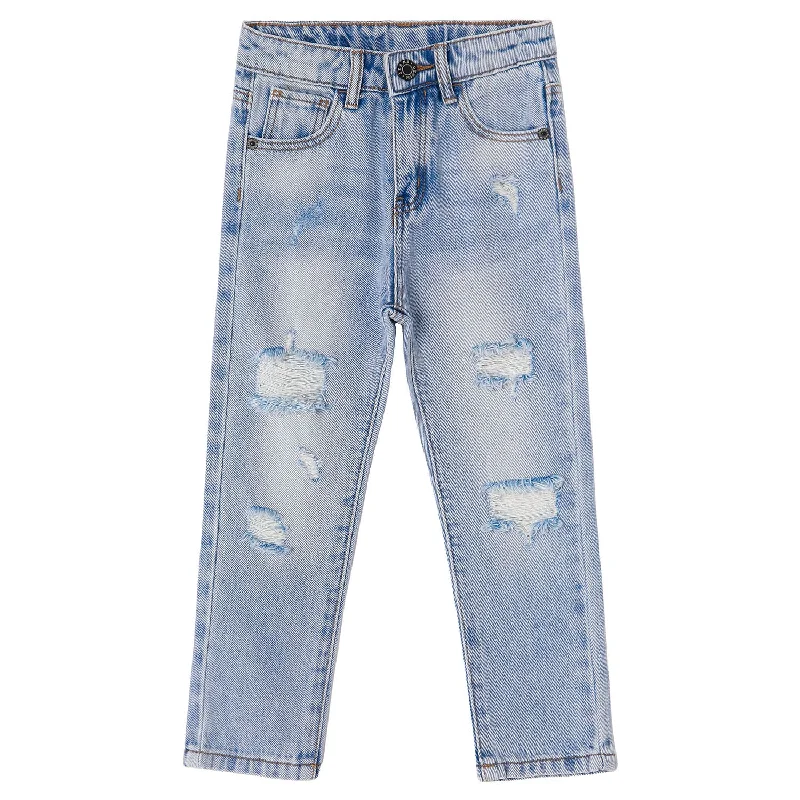 Studded Jeans for Punk -Baby Girls Ripped Soft Summer Thin Cotton Slim Jeans