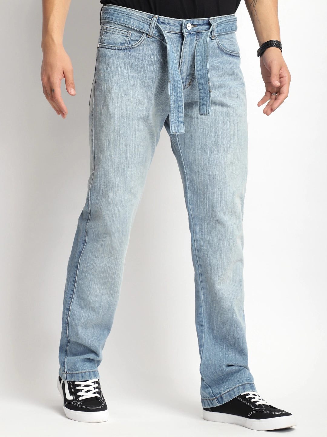 Colored Jeans for Variety -Urban Belt Tint Blue Denim Jeans