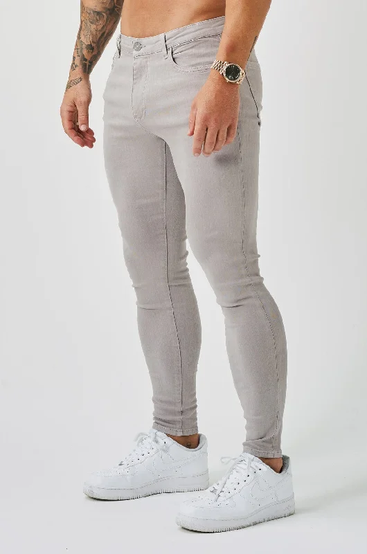 Frayed Hem Jeans for Edgy -SKINNY FIT JEANS - ICE GREY