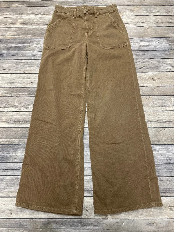 Tailored khaki pants for smart casual attire -Pants Wide Leg By American Eagle In Brown, Size: 2