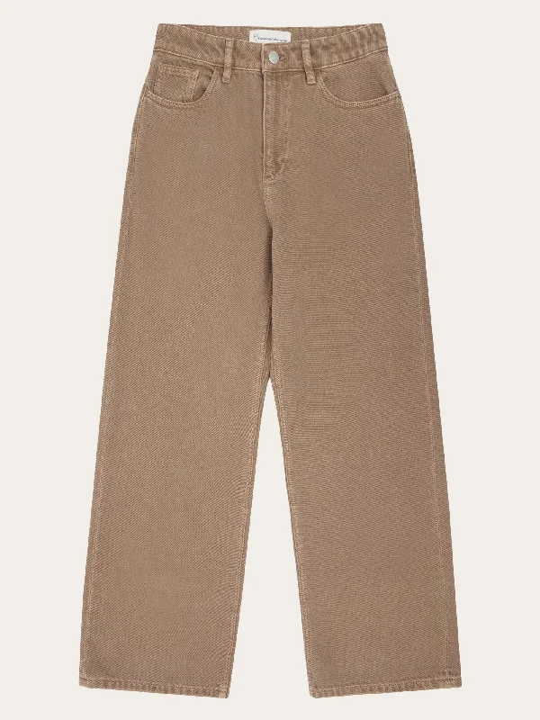 Vintage corduroy pants for retro style vibes -GALE straight mid-rise raw twill 5-pocket pants - GOTS/Vegan - Tiramisu