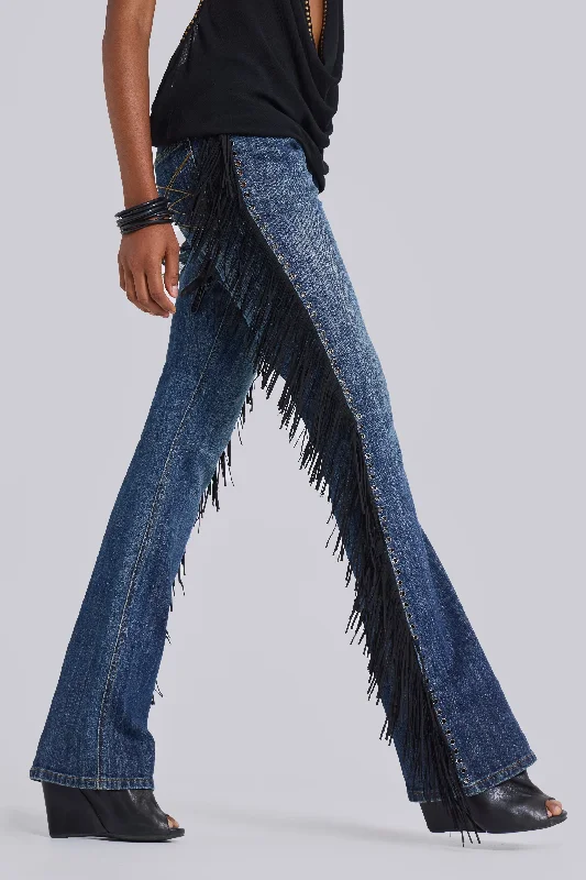 Bermuda Shorts Jeans for Modesty -El Topo Fringe Bootcut Jeans