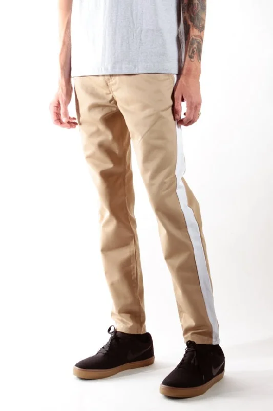 Stretchy skinny pants for figure-hugging appeal -KHAKI/WHITE | RACER CHINO