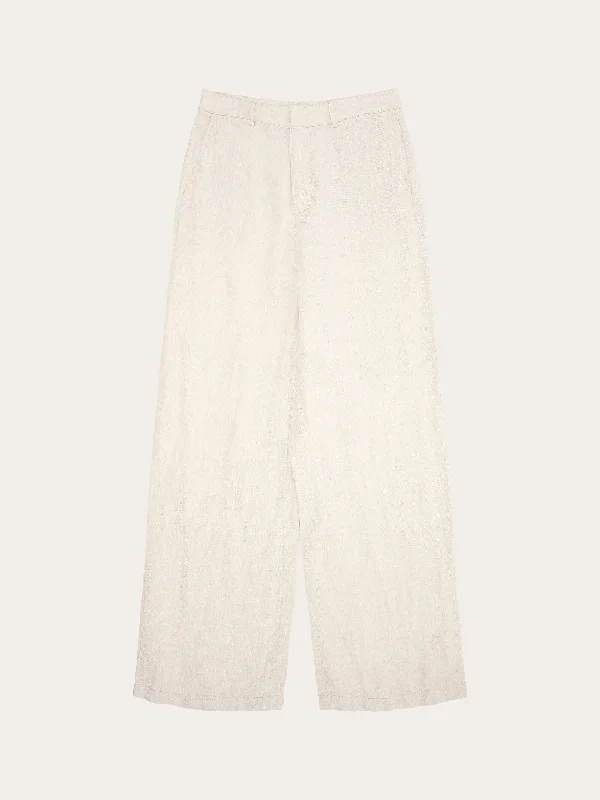 Lightweight travel pants for long flight comfort -POSEY natural linen pants - Light feather gray