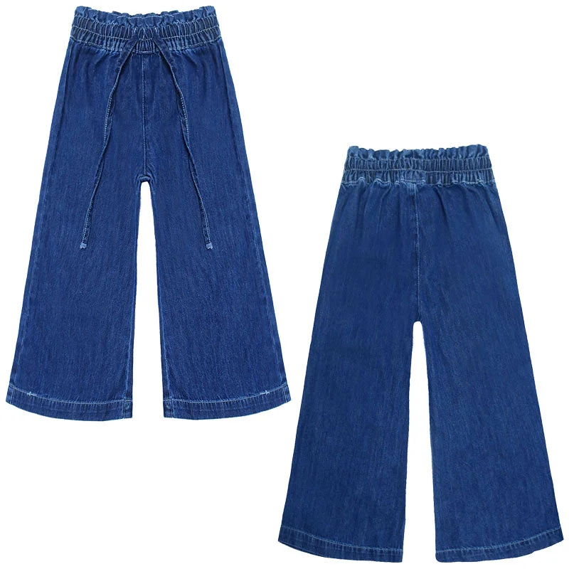 Sustainable Jeans for Eco -Kid Unisex Elastic Band Ripped Denim Trumpet Bottom Jeans Pants