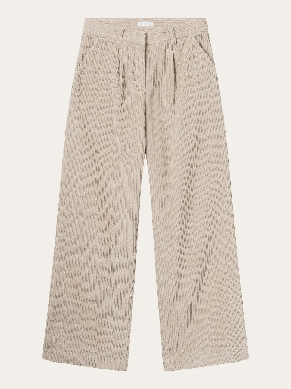 Breathable chino pants for warm climate comfort -POSEY wide high-rise irregular corduroy pants - Light feather gray