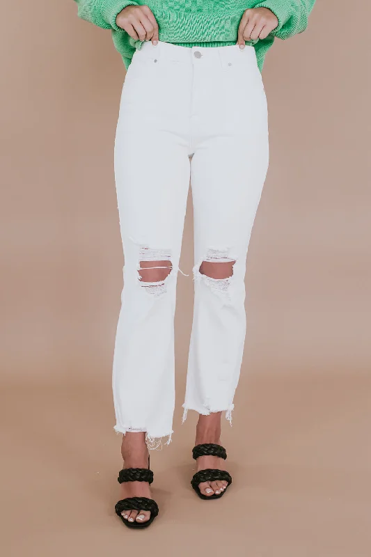 Cutoff Shorts Jeans for Fun -Stevie Straight Leg Jean, White RISEN