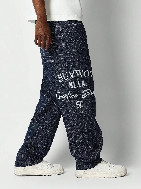 Printed Jeans for Pattern -Straight Fit Jean With Embroidery