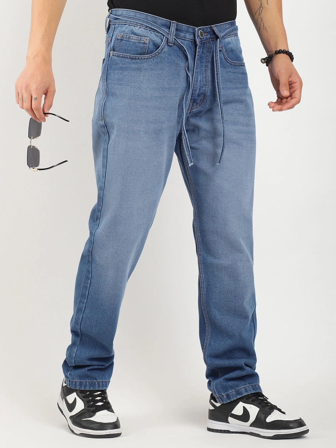 Wedding Jeans for Casual -Mayfair Shades Blue Belt Denim Cargo