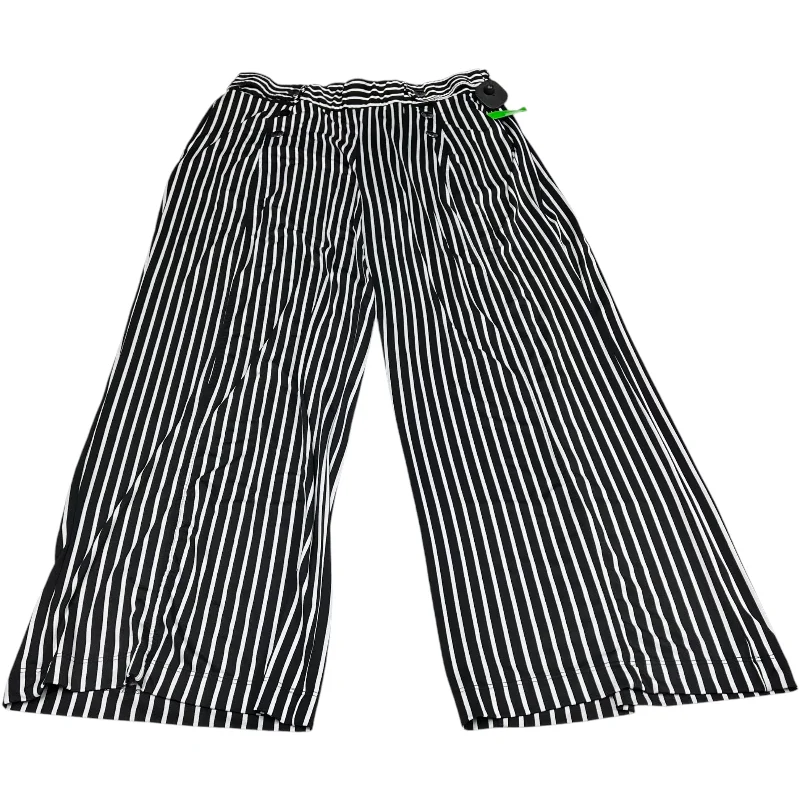 Pleated trousers pants for sophisticated gentleman charm -Pants Wide Leg By Robert Louis In Striped Pattern, Size: Xl