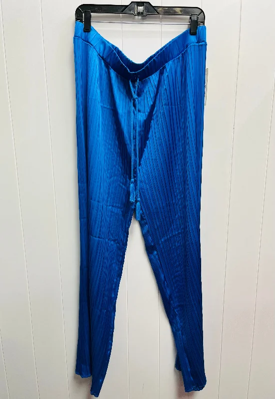 Relaxed cotton pants for breezy casual days -Pants Wide Leg By Sunny Leigh In Blue, Size: Xl