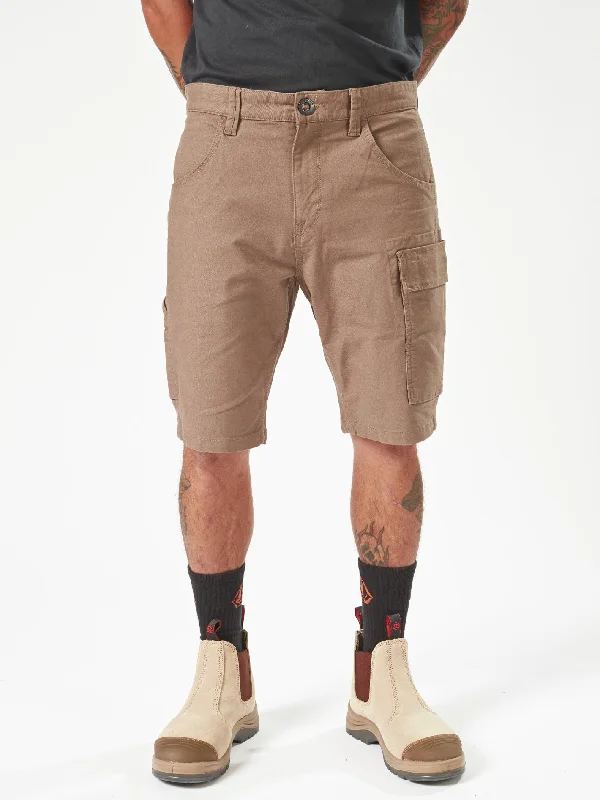 Classic cargo shorts for men with multi-pocket design for carrying essentials on-the-go-Volcom Workwear Caliper Work Shorts - Brindle