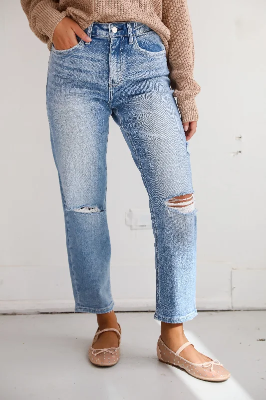 Dance Jeans for Movement -Madelyn Light Wash Distressed Super High Rise Barrel Jeans