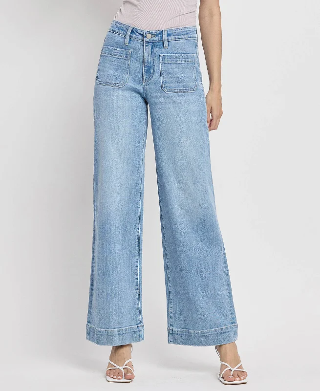 Frayed Hem Jeans for Edgy -High Rise Trouser Jeans