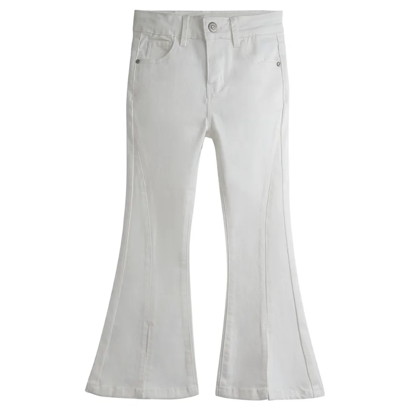 Weekend Jeans for Lazy -Girls Jeans, Big Little Kids Girl Elastic Waistband Inside High Stretch Denim Flared Pants