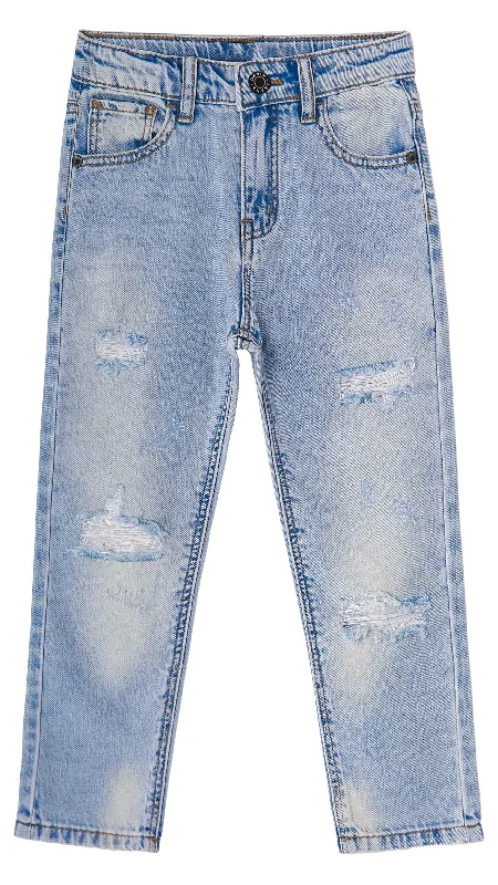 Five Pocket Jeans for Storage -Baby Girls Boys Elastic Band Ripped Summer Fashion Denim Pants Jeans