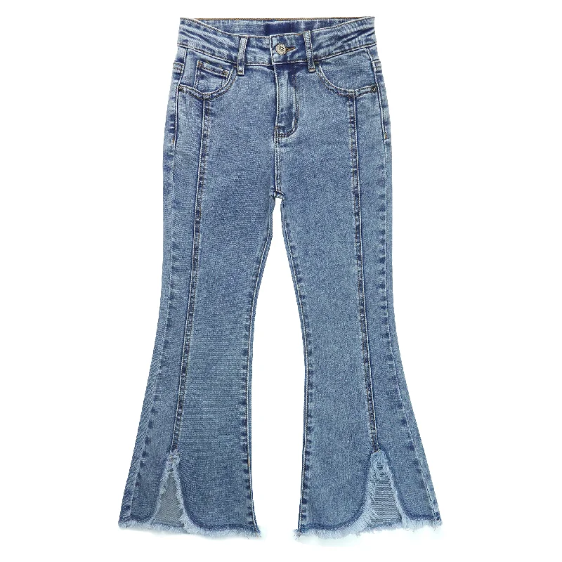 Casual Friday Jeans for Relaxed -Girls Flared Denim Pants, 18M-14T Wide Age Ranges Elastic Waistband Inside Stretchy Slim Jeans