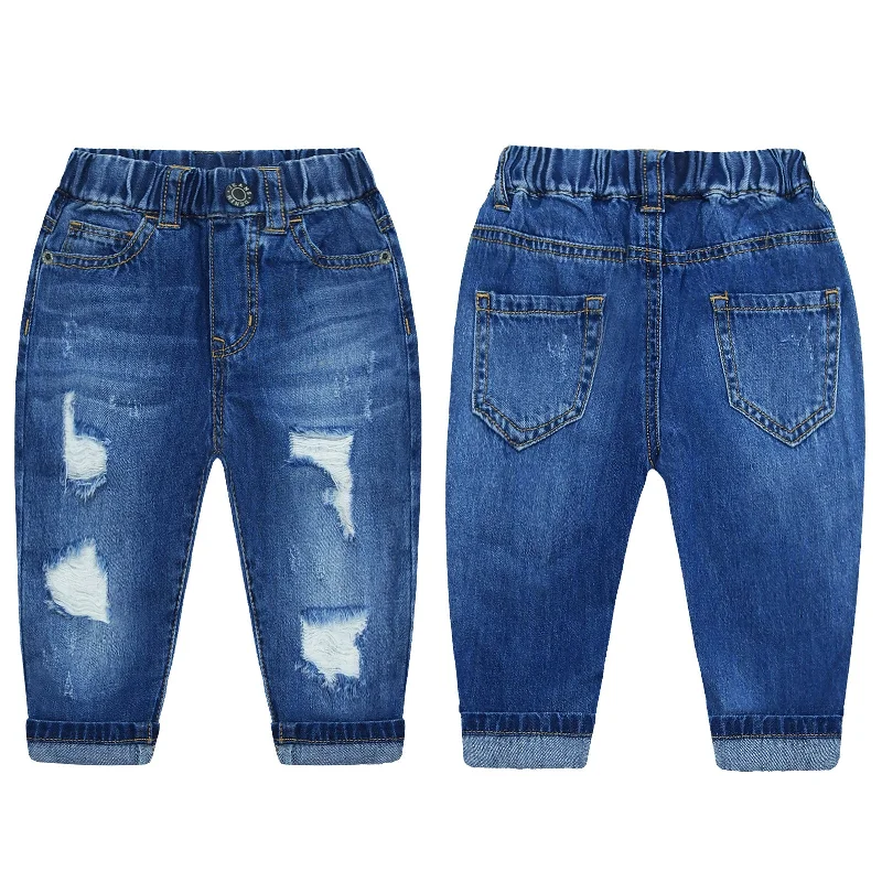 Skinny Jeans for Slim Fit -Girl Boy Jeans,Little Kid Elastic Band Inside Ripped Denim Pants