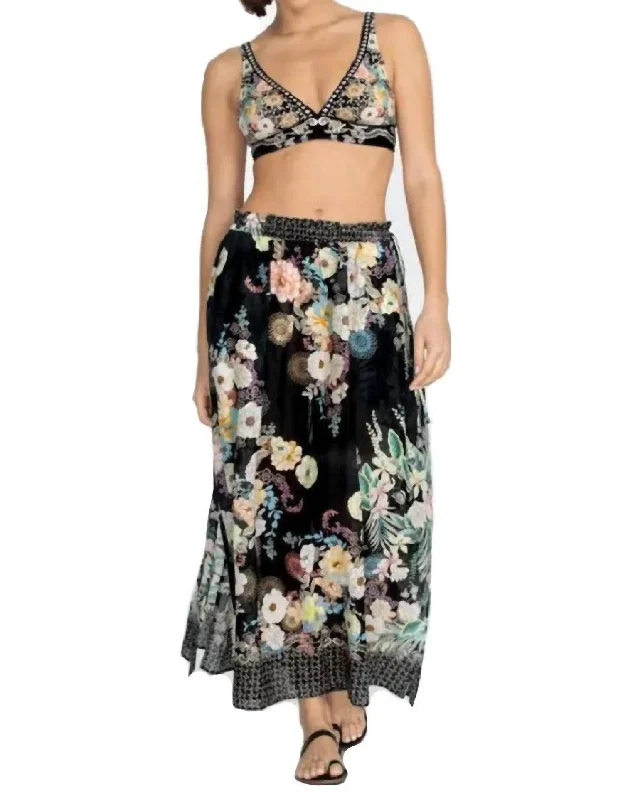 Summer bodycon dress for women with breathable fabric and flattering fit -Side Tie Maxi Skirt In Multi