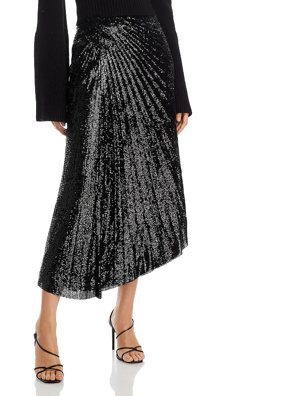 Tori Womens Sequin Long Midi Skirt