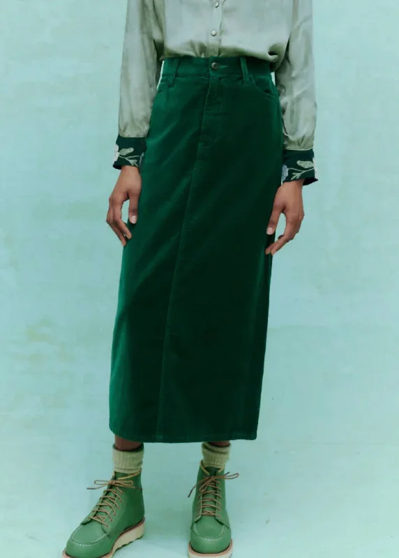 The Velvet Column Skirt In Emerald