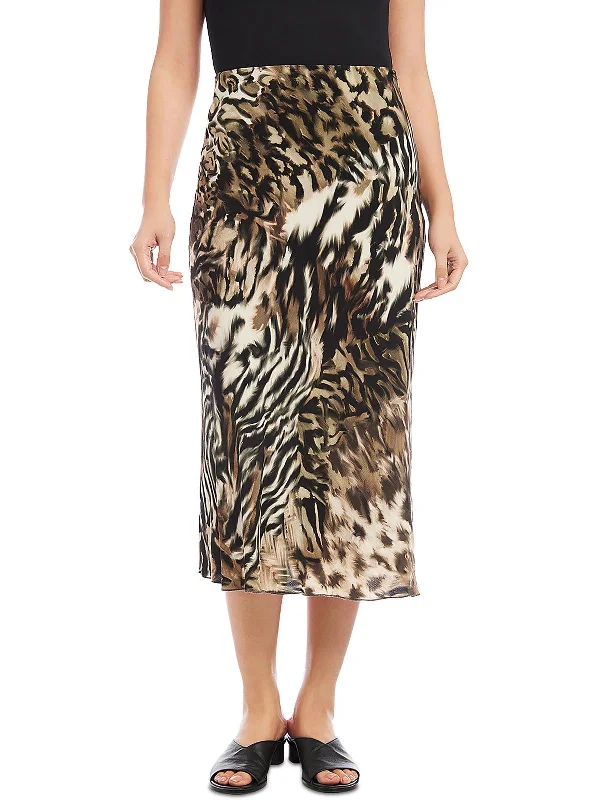 Color-block bodycon dress for women with contrasting hues and modern aesthetic -Womens Midi Animal Print Midi Skirt