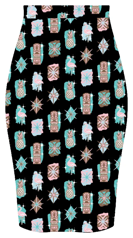 Retro Inspired Atomic Tiki Pencil Skirt