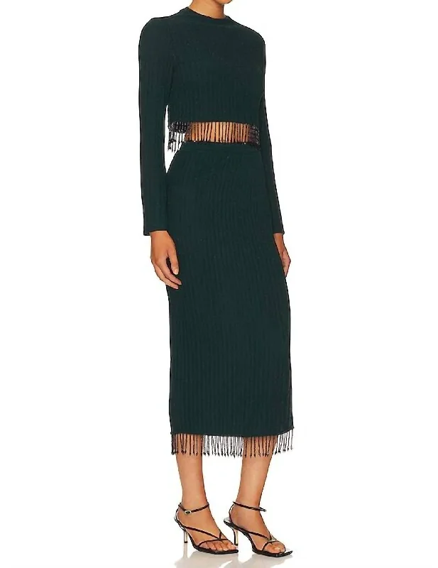 Chic bodycon dress for women with minimalistic design and sleek silhouette -Bexley Set In Black Forest Green