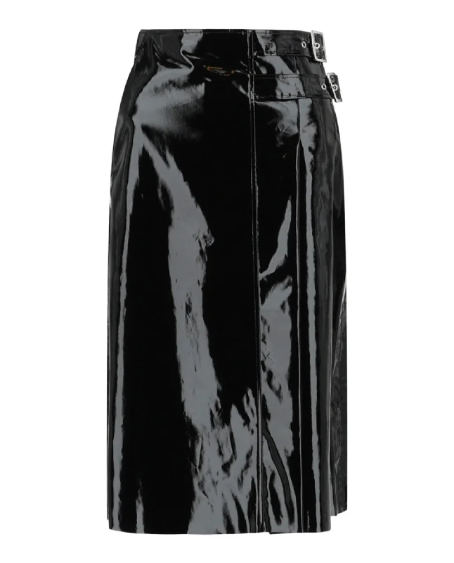 Plus-size bodycon dress with adjustable straps for customized fit and comfort -Vinyl Effect Skirt