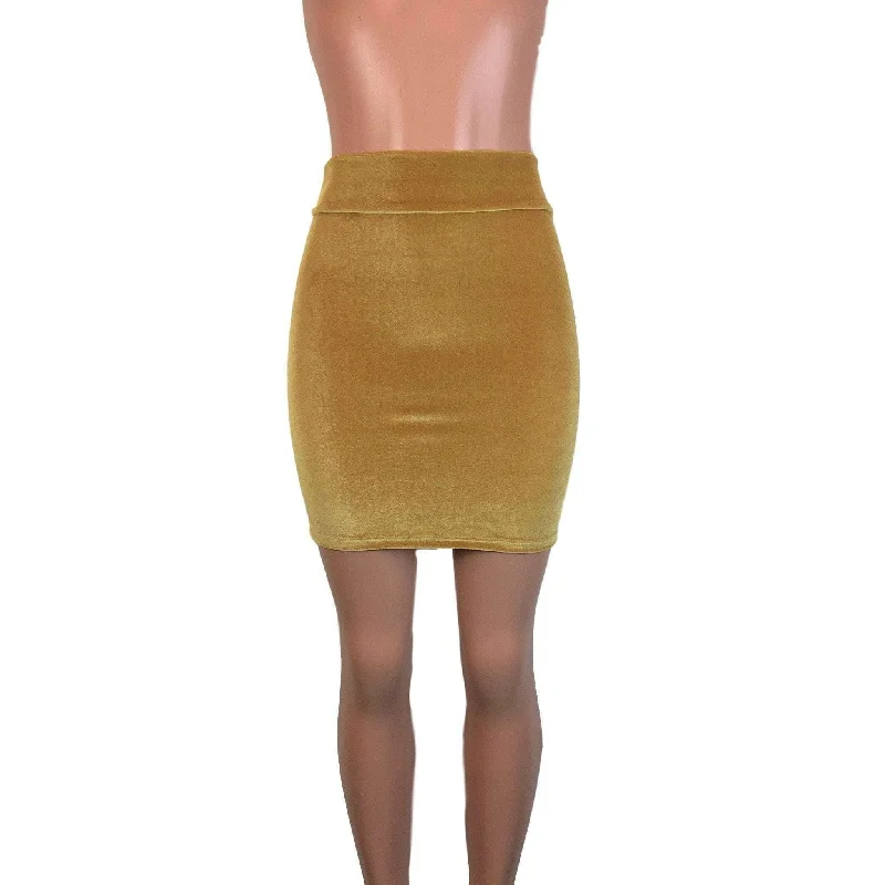 Pencil Skirt - Gold Velvet