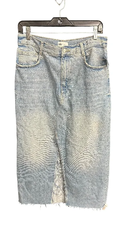 Cute denim skirts for youthful cool -Skirt Midi By Zara In Blue Denim, Size: 8