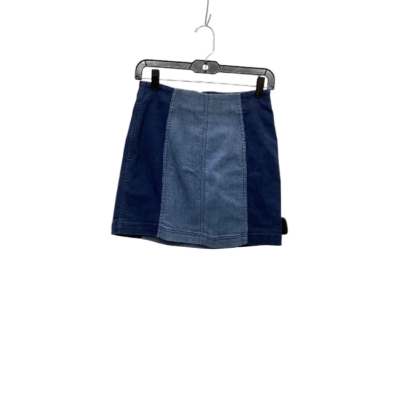 Luxury satin skirts for evening event elegance -Skirt Mini & Short By Free People In Blue Denim, Size: 4