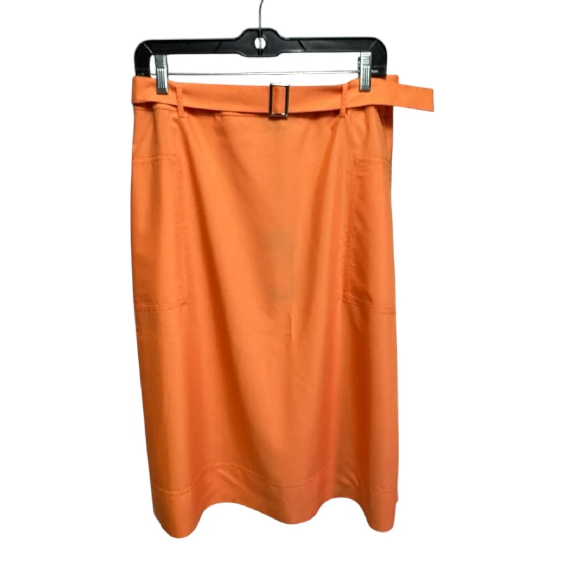 Trendy midi skirts for modern fashionistas -Belted Skirt Midi By Misook In Orange, Size: S