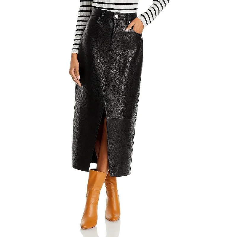 Bodycon dress for women with cut-out details for an edgy vibe -Womens Lamb Leather Pebbled Midi Skirt