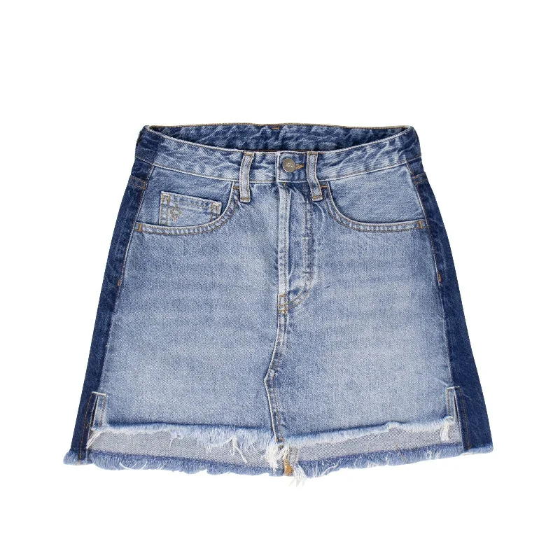 Vintage Wash Denim Mini Skirt - Blue