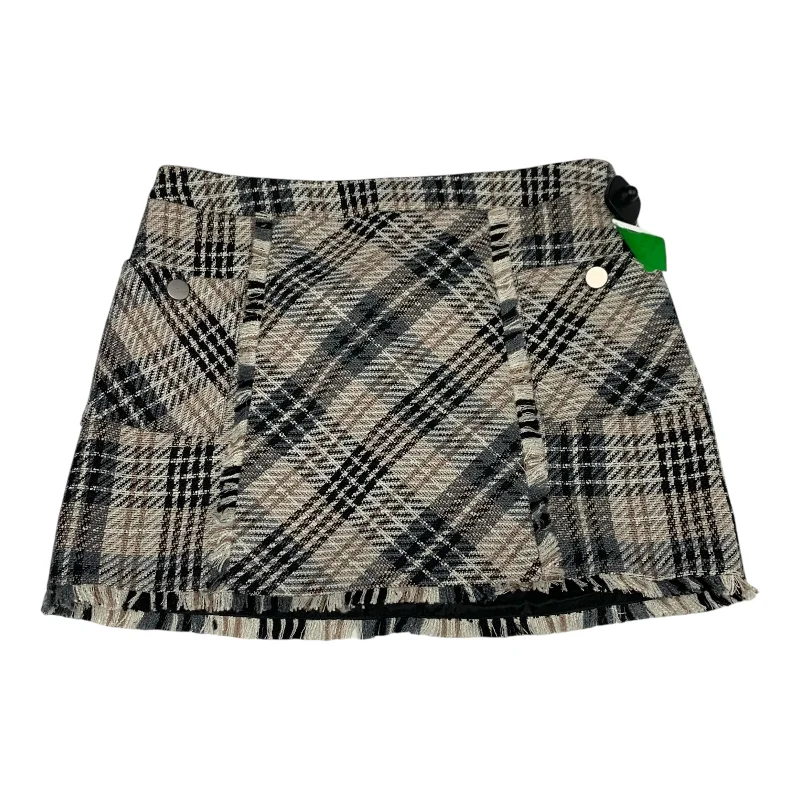 Stretchy mini skirts for flexible movement -Skirt Mini & Short By Versona In Plaid Pattern, Size: L