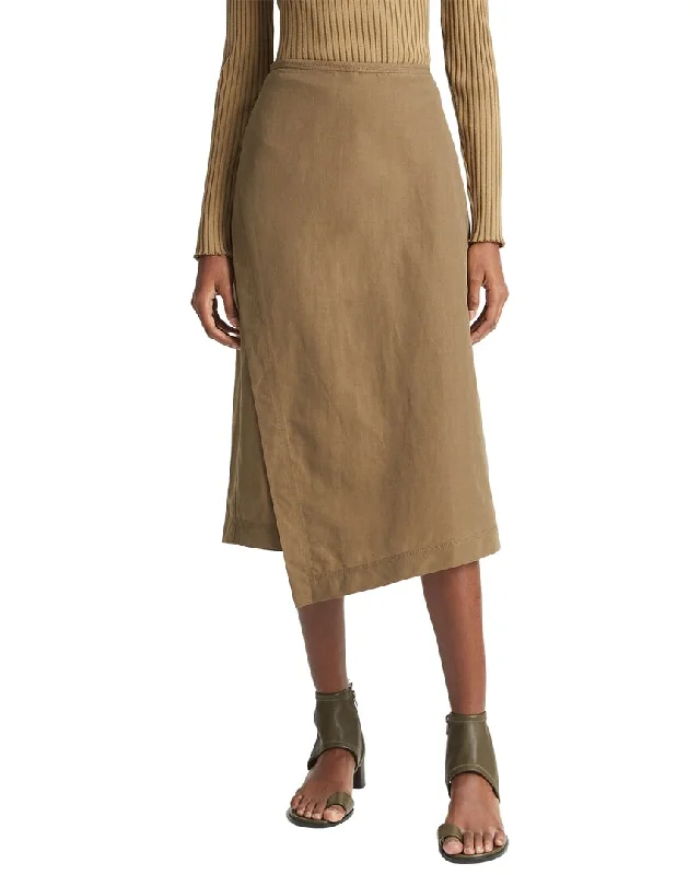 Halter neck bodycon dress with open back and stylish appeal -Vince Utility Asymmetric Paneled Linen-Blend Skirt